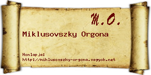 Miklusovszky Orgona névjegykártya